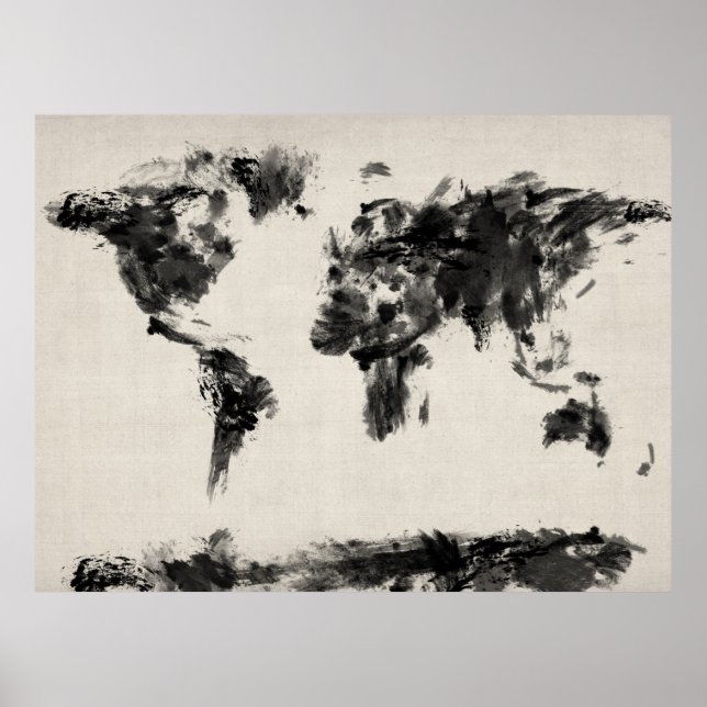 Map of the World Map Dark Abstract Painting Poster (Front)