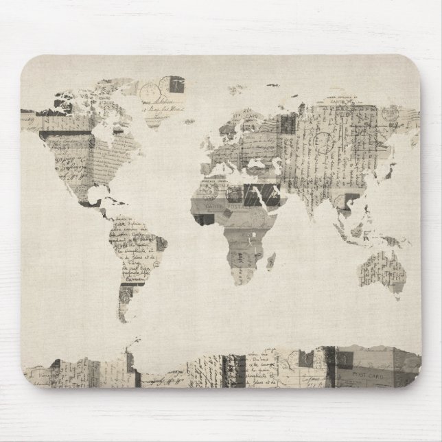 Map of the World Map from Old Postcards Mouse Pad (Front)