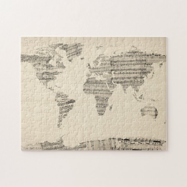Map of the World Map from Old Sheet Music Jigsaw Puzzle (Horizontal)