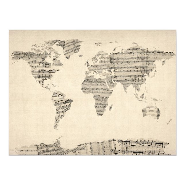 Map of the World Map from Old Sheet Music Photo Print (Front)