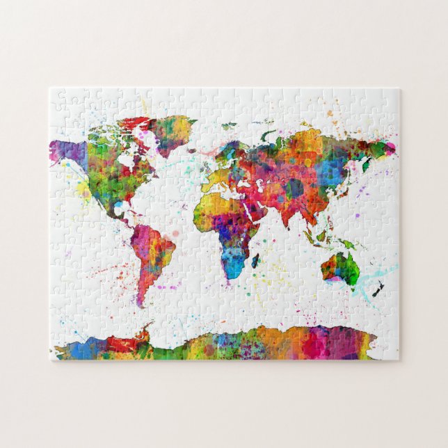 Map of the World Map Watercolor Jigsaw Puzzle (Horizontal)
