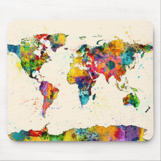 Map of the World Map Watercolor Mouse Pad