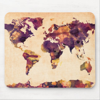 Map of the World Map Watercolor Painting Mouse Pad