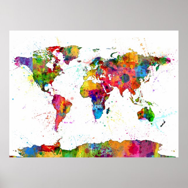 Map of the World Map Watercolor Poster (Front)