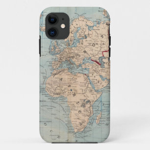 Map of the world on Mercator's projection iPhone 11 Case