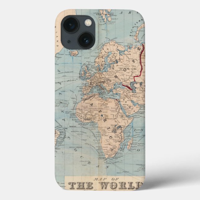 Map of the world on Mercator's projection Case-Mate iPhone Case (Back)