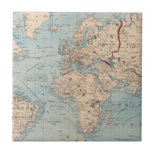 Map of the world on Mercator's projection Ceramic Tile
