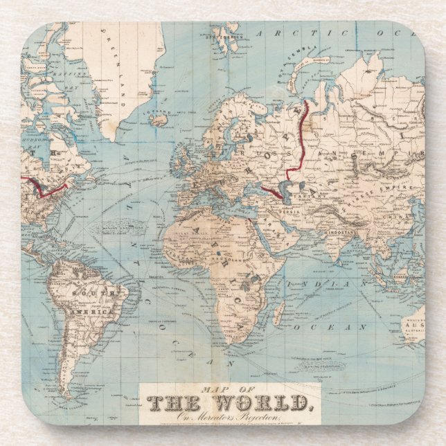 Map of the world on Mercator's projection Coaster (Front)