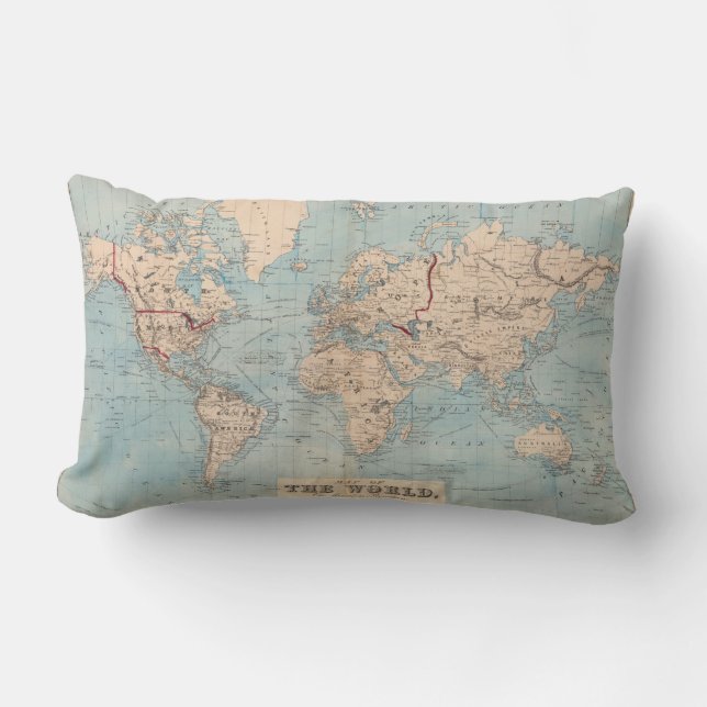 Map of the world on Mercator's projection Lumbar Cushion (Front)