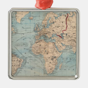 Map of the world on Mercator's projection Metal Tree Decoration