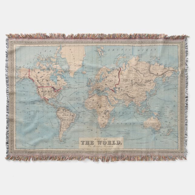 Map of the world on Mercator's projection Throw Blanket (Front)
