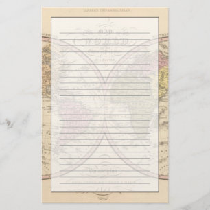 Map Of The World on the Globular Projection 2 Stationery