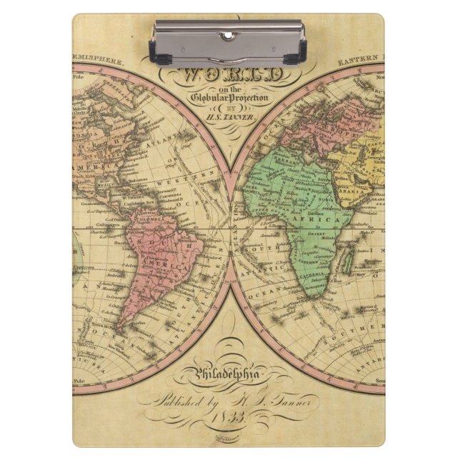Map Of The World on the Globular Projection Clipboard (Front)