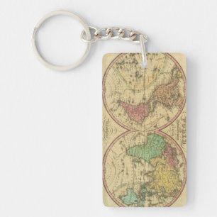 Map Of The World on the Globular Projection Key Ring