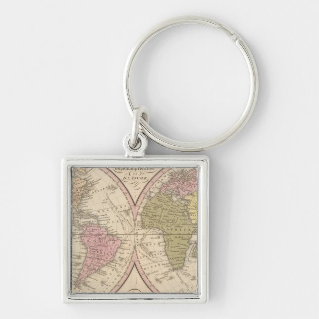 Map Of The World on the Globular Projection Key Ring (Front)