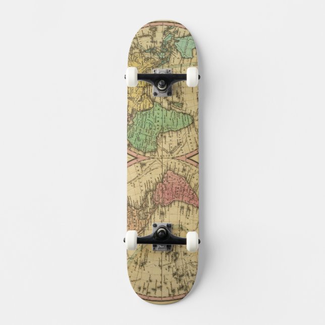 Map Of The World on the Globular Projection Skateboard (Front)