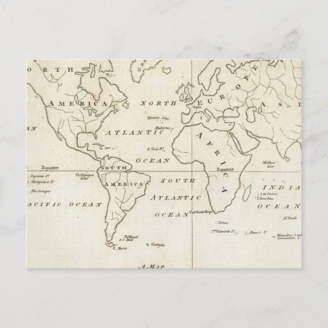 Map of the World Postcard (Front)