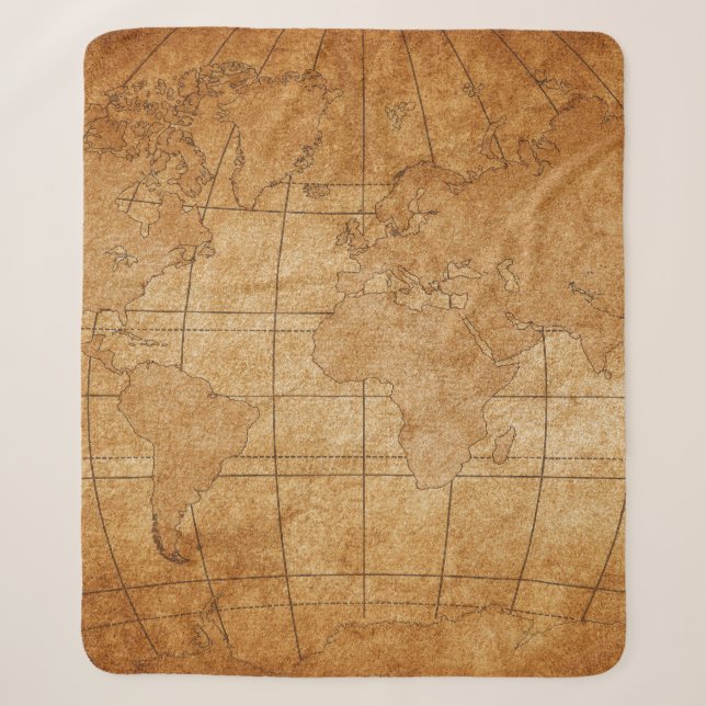 map of the world sherpa blanket (Front)