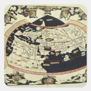 Map of the world square sticker