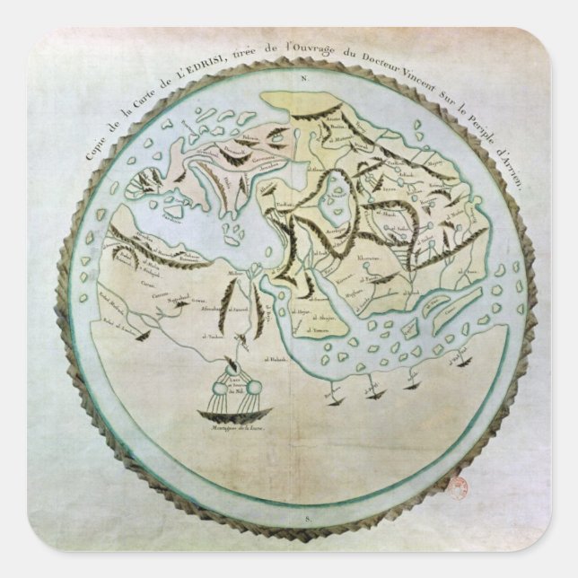 Map of the world square sticker (Front)