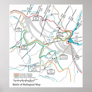 Map of the World War II Battle of Stalingrad Poster