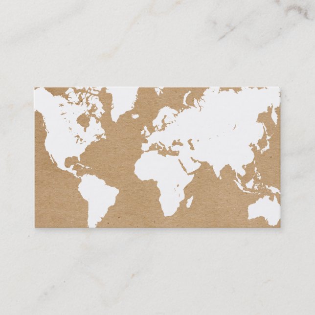 Map of the World (white) | Natural Business Card (Front)