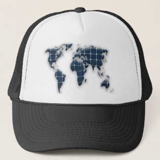 Map of the world with photovoltaic solar panels. trucker hat