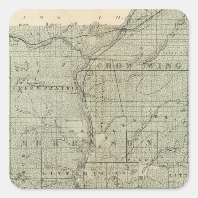Map of Todd, Morrison, Minnesota Square Sticker (Front)