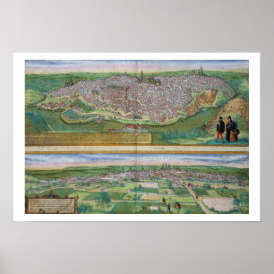 Map of Toledo and Valladolid, from 'Civitates Orbi Poster