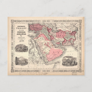 Map of Turkey (1864) Postcard