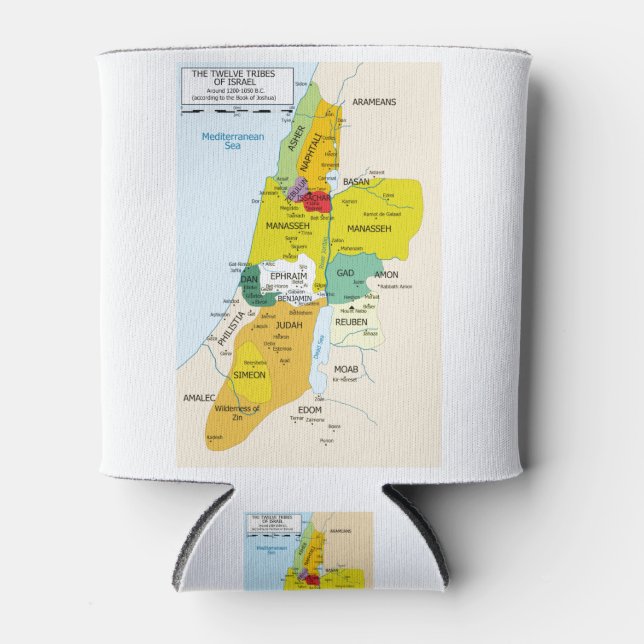 Map of Twelve Tribes of Israel from 1200 to 1050 Can Cooler (Front)