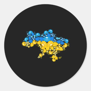 Map Of Ukraine With Flowers Ukrainian Power Classic Round Sticker