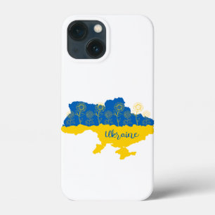 Map of Ukraine with sunflower and Ukrainian flag iPhone 13 Mini Case