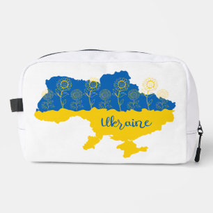 Map of Ukraine with sunflower and Ukrainian flag Dopp Kit
