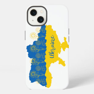 Map of Ukraine with sunflower and Ukrainian flag iPhone 13 Case