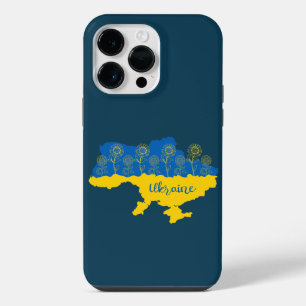 Map of Ukraine with sunflower and Ukrainian flag iPhone 14 Pro Max Case