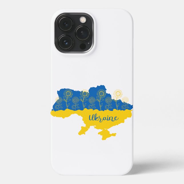 Map of Ukraine with sunflower and Ukrainian flag iPhone Case (Back)