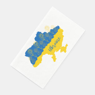 Map of Ukraine with sunflower and Ukrainian flag Napkin