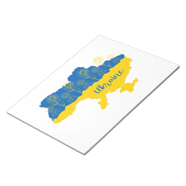 Map of Ukraine with sunflower and Ukrainian flag Notepad (Angled)