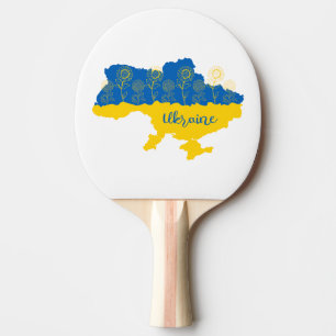 Map of Ukraine with sunflower and Ukrainian flag Ping Pong Paddle