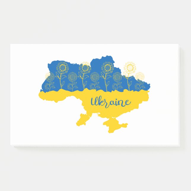 Map of Ukraine with sunflower and Ukrainian flag Post-it Notes (Front)