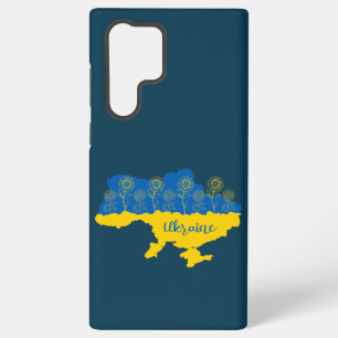 Map of Ukraine with sunflower and Ukrainian flag Samsung Galaxy Case