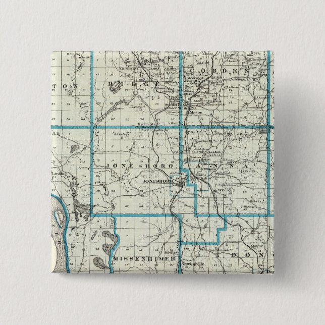 Map of Union County 15 Cm Square Badge (Front)
