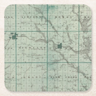 Map of Union County, State of Iowa Square Paper Coaster