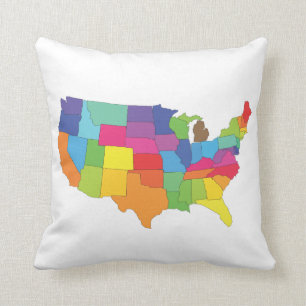 map of united states of america cushion