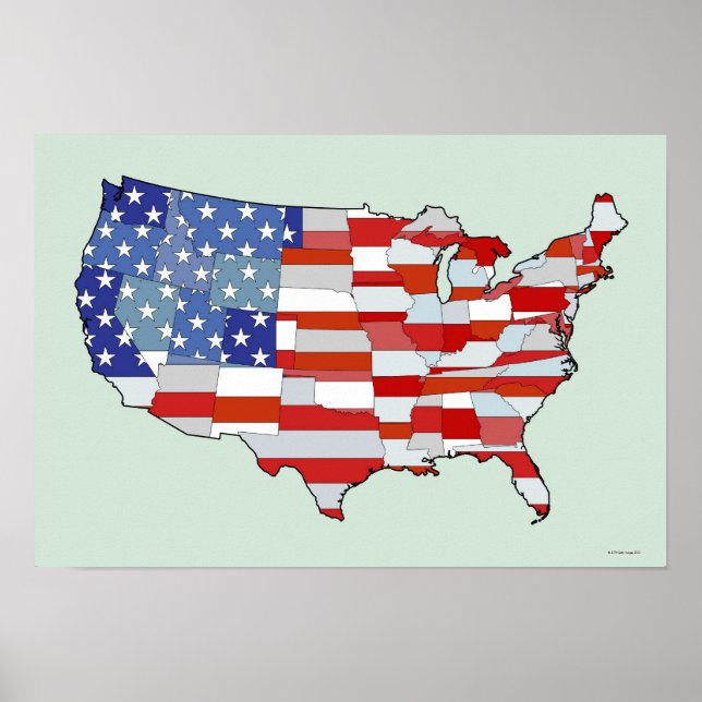 Map of United States of America Poster (Front)