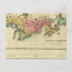 Map Of Upper And Lower Canada Postcard