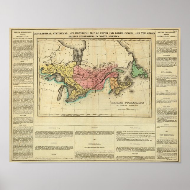 Map Of Upper And Lower Canada Poster (Front)