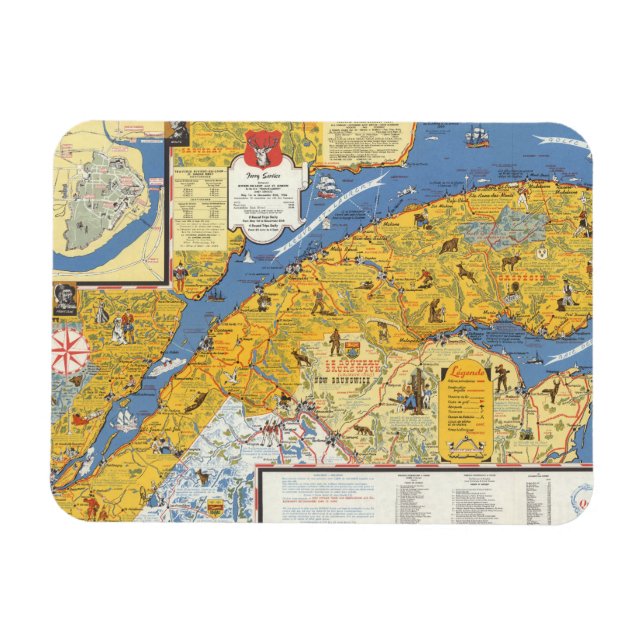 Map of Vacanes, Quebec, Gaspesie (Canada) Magnet (Horizontal)