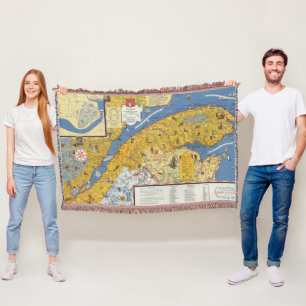 Map of Vacanes, Quebec, Gaspesie (Canada) Throw Blanket